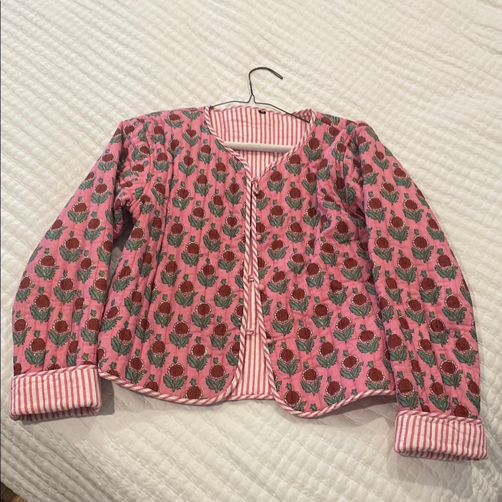 Pink Blockprint Jacket